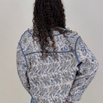 George Town Floral Jacket in sage and blue floral print with contrast piping