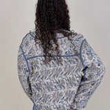 George Town Floral Jacket in sage and blue floral print with contrast piping