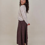 Heatherwood Midi Skirt in burgundy windowpane plaid with smocked waist