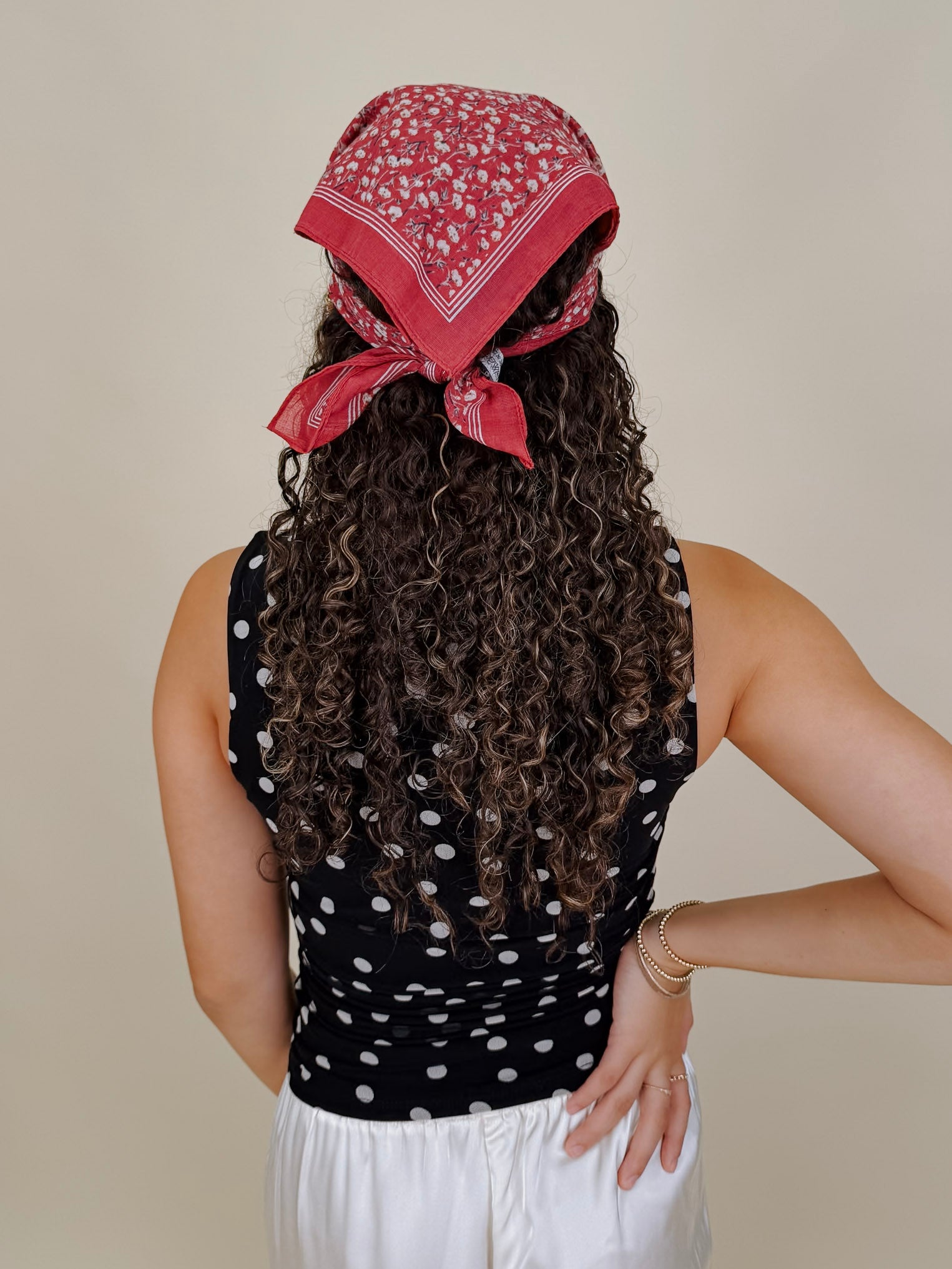 Tami Polka Dot Tee in black and white mesh with ruched high neck silhouette