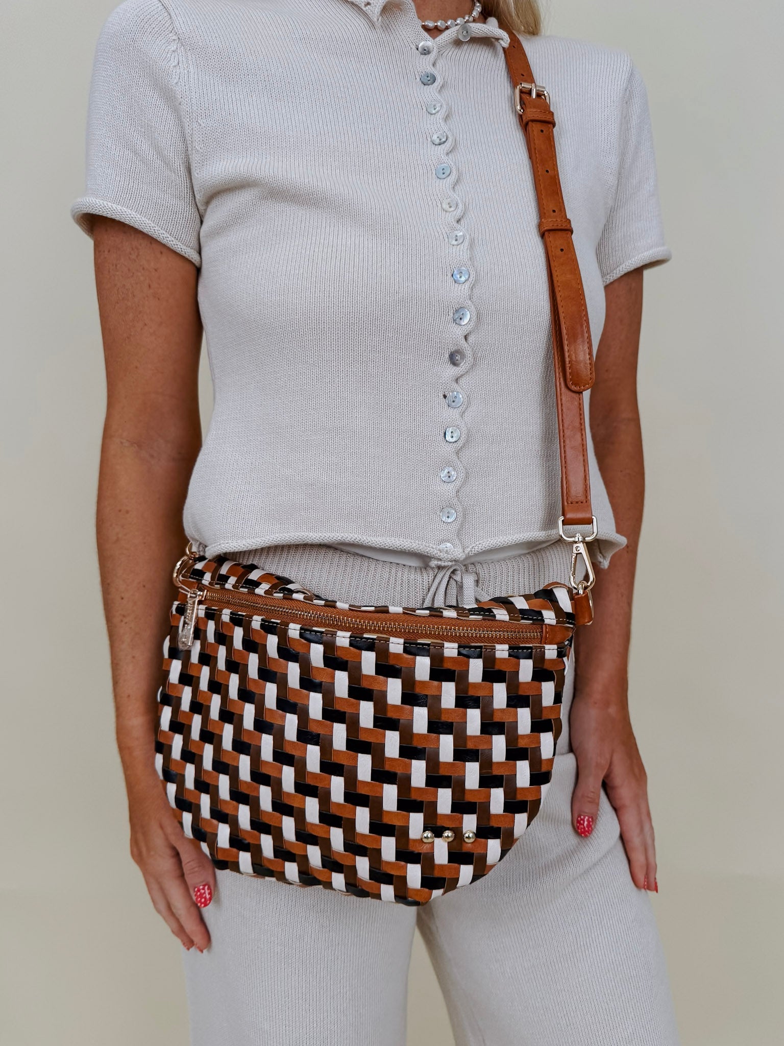 Diagonal Woven Westlyn Bum Bag - PAPER DOLL