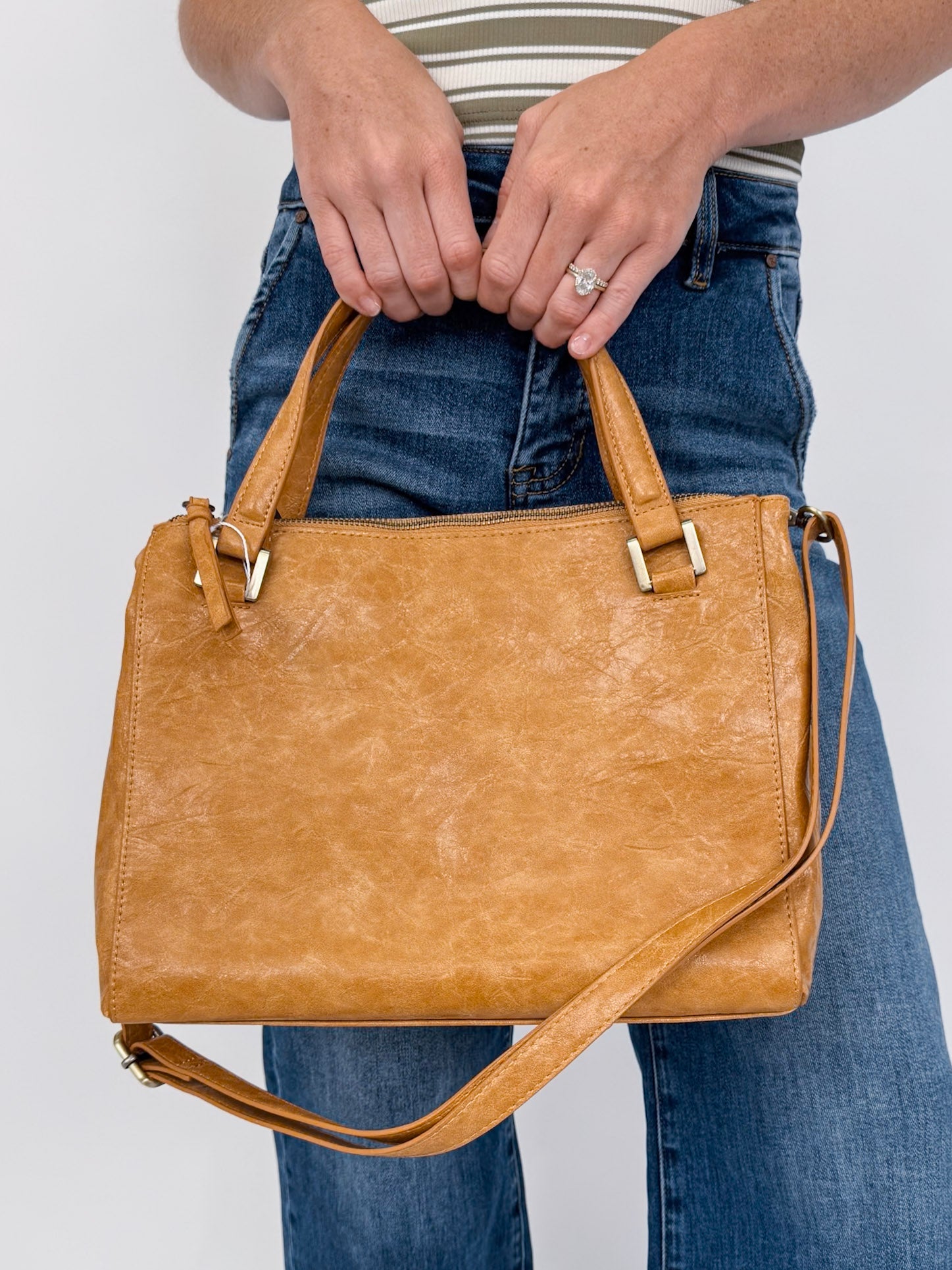 Shawn Triple Zip Satchel Crossbody - PAPER DOLL