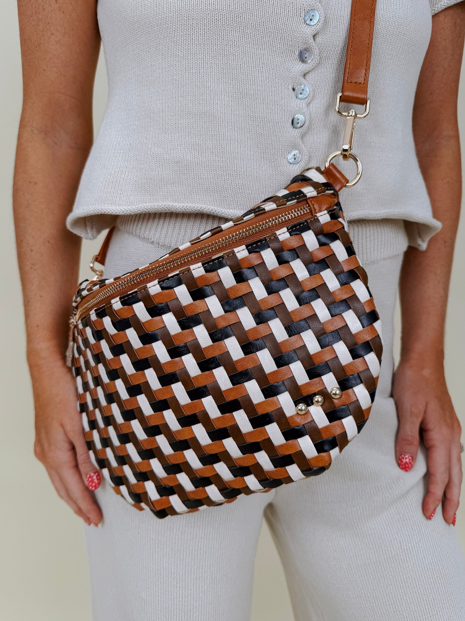 Diagonal Woven Westlyn Bum Bag - PAPER DOLL