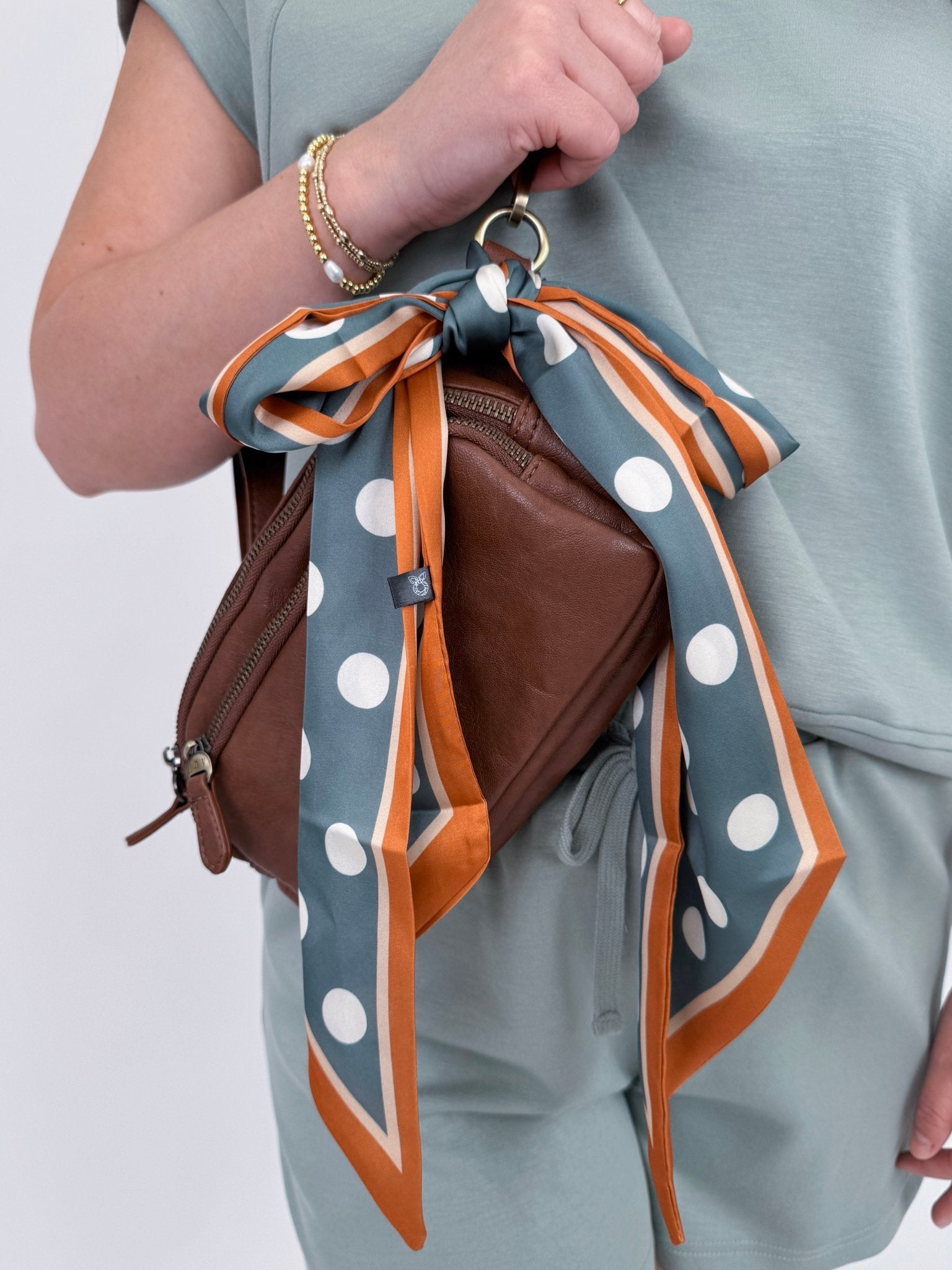Polka Dot Simple Geometric Silk Head Scarf - PAPER DOLL