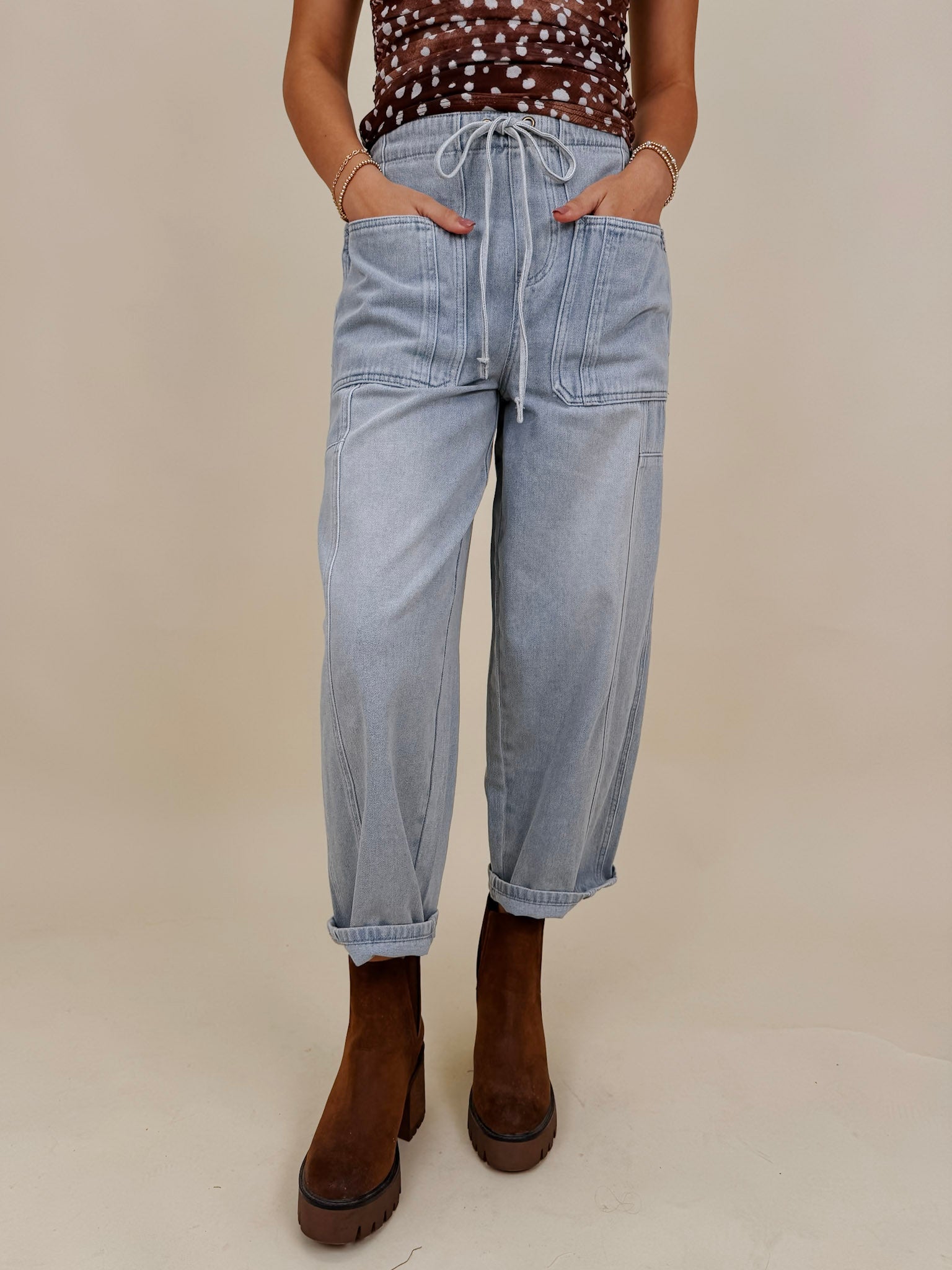 Hudson Tie Waist Barrel Jeans - PAPER DOLL
