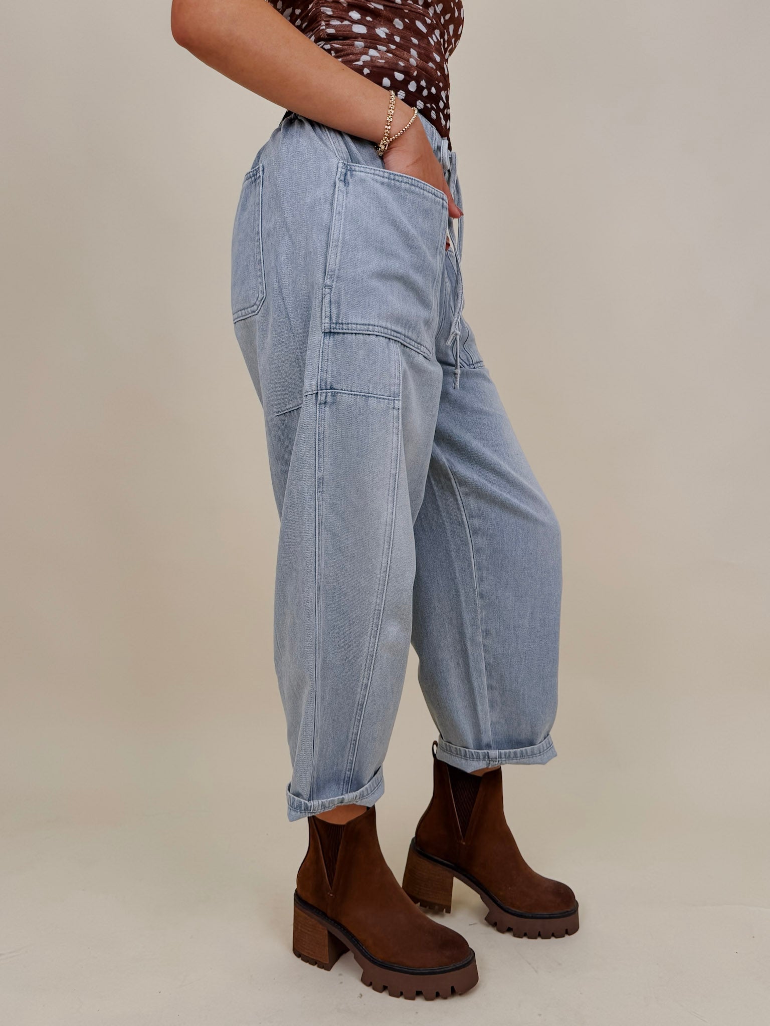 Hudson Tie Waist Barrel Jeans - PAPER DOLL