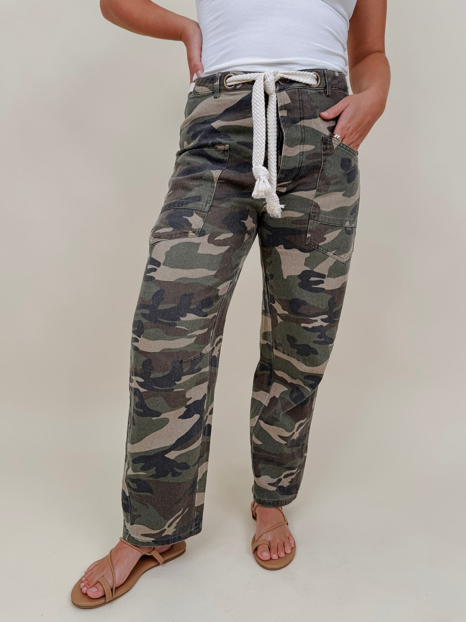 Tori Rope String Camo Pants - PAPER DOLL