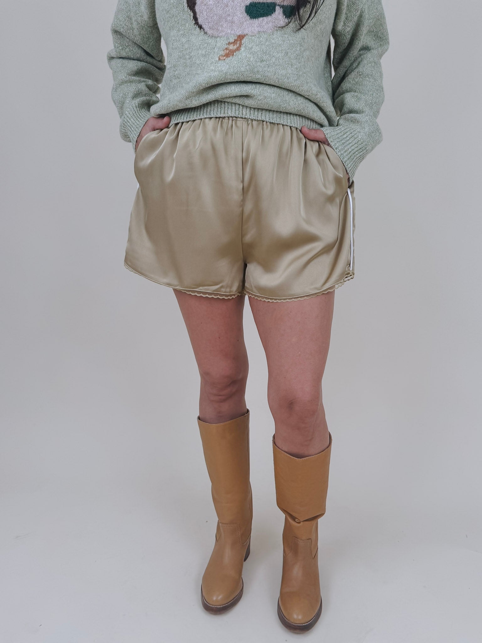 Long Beach Satin Shorts - PAPER DOLL