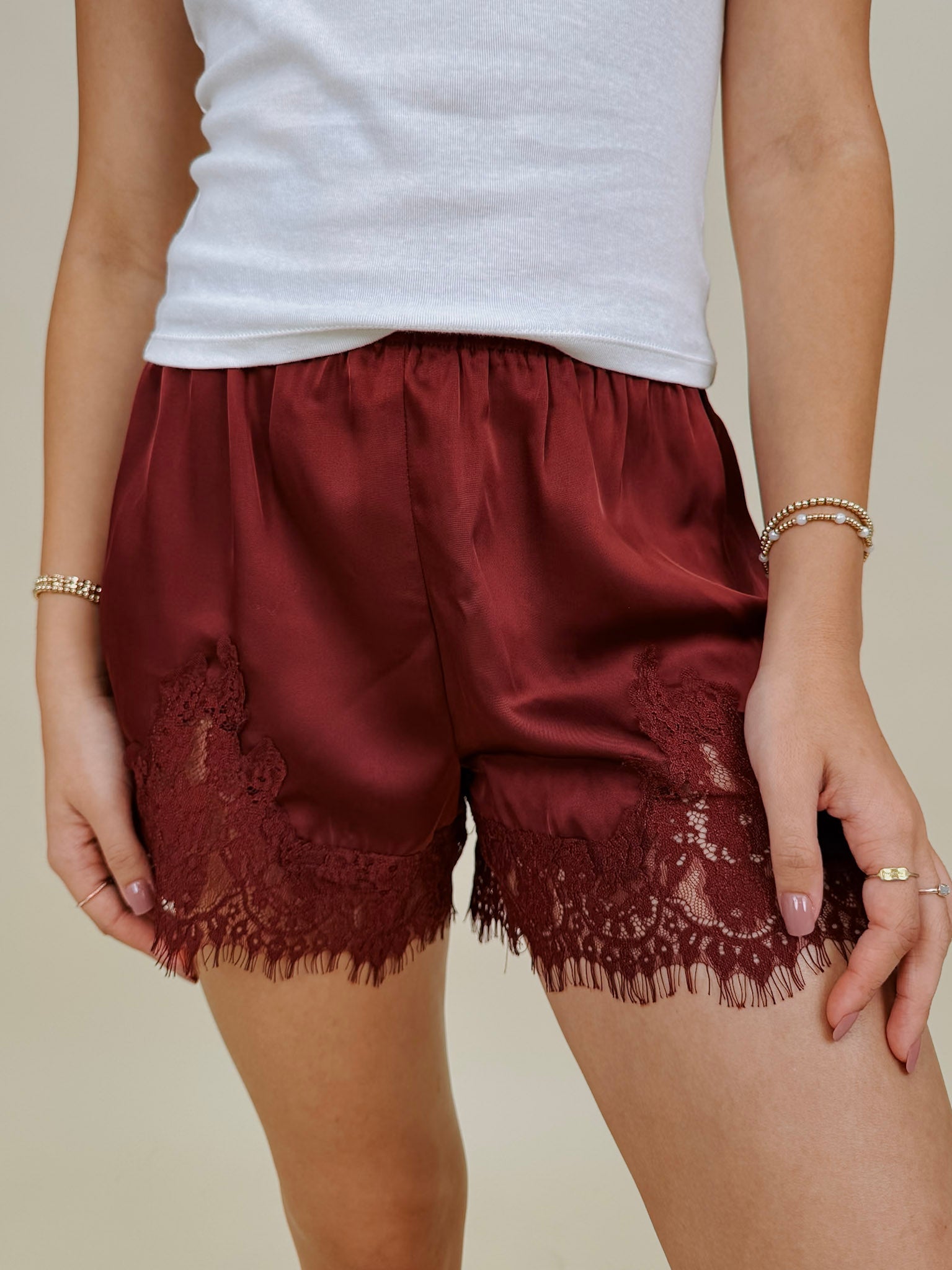 Honeysuckle Lace Trim Shorts - PAPER DOLL