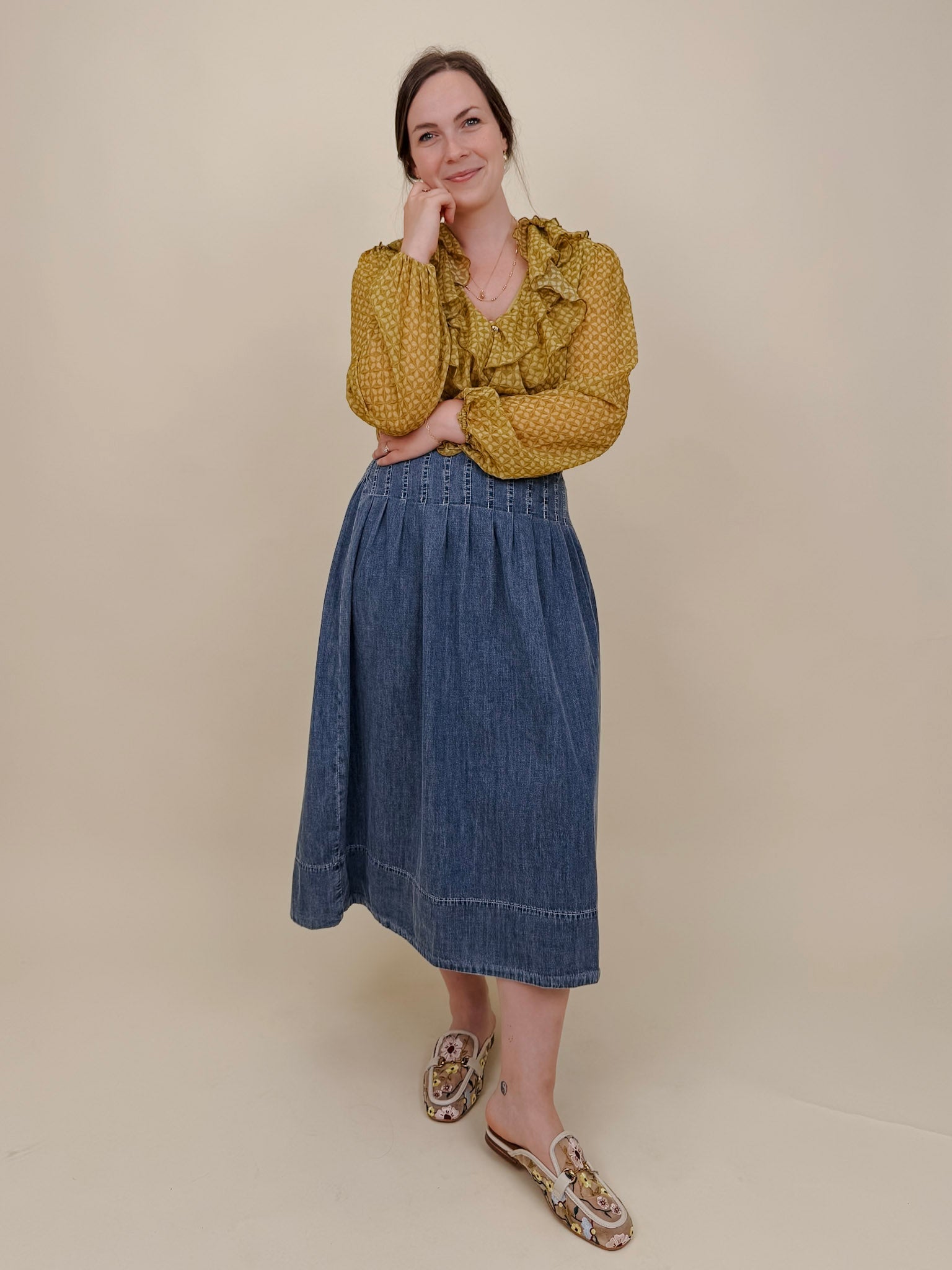 Better Together Denim Midi Skirt - PAPER DOLL
