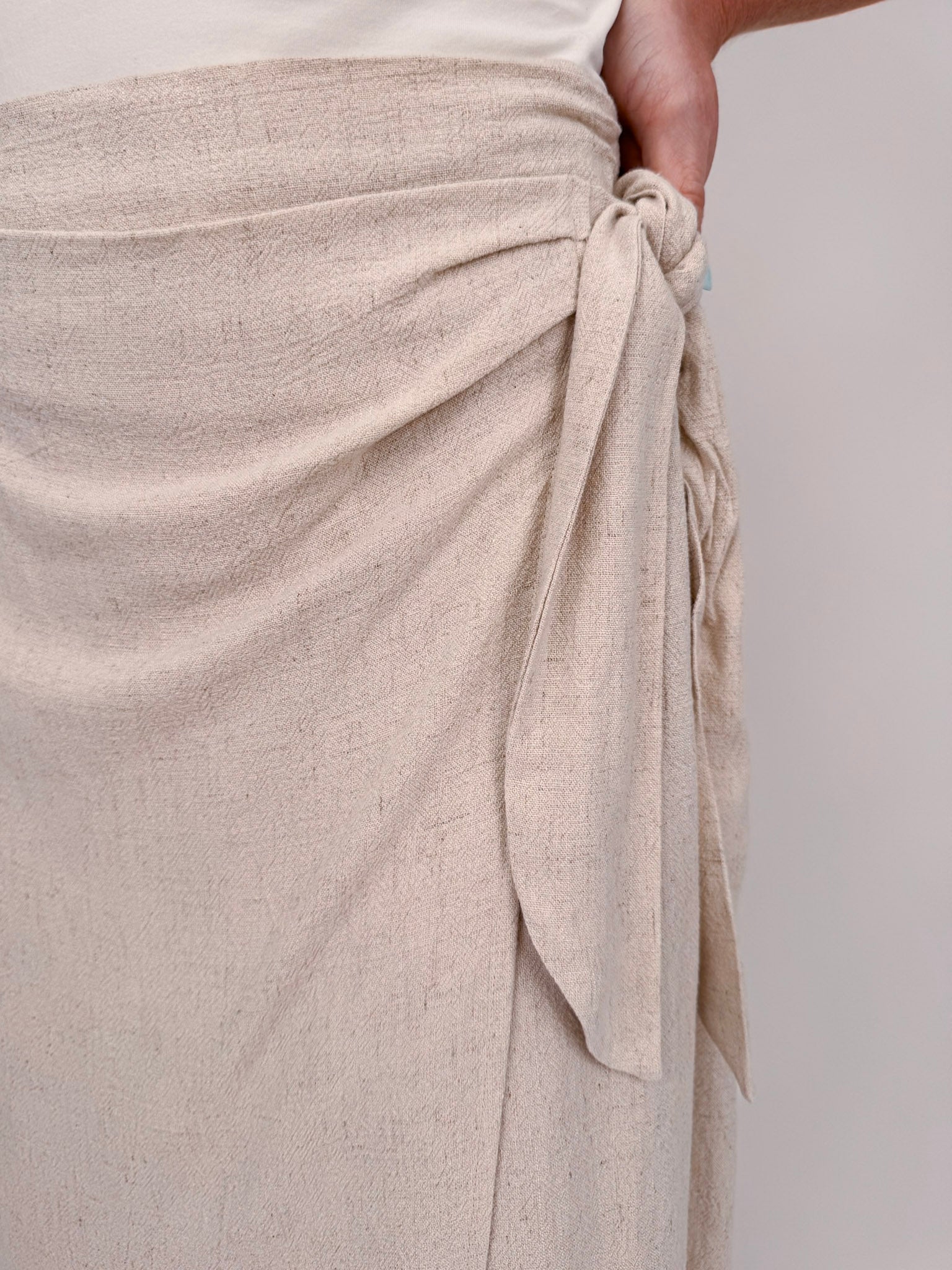 Sylvie Side Tie Wrap Midi Skirt - PAPER DOLL