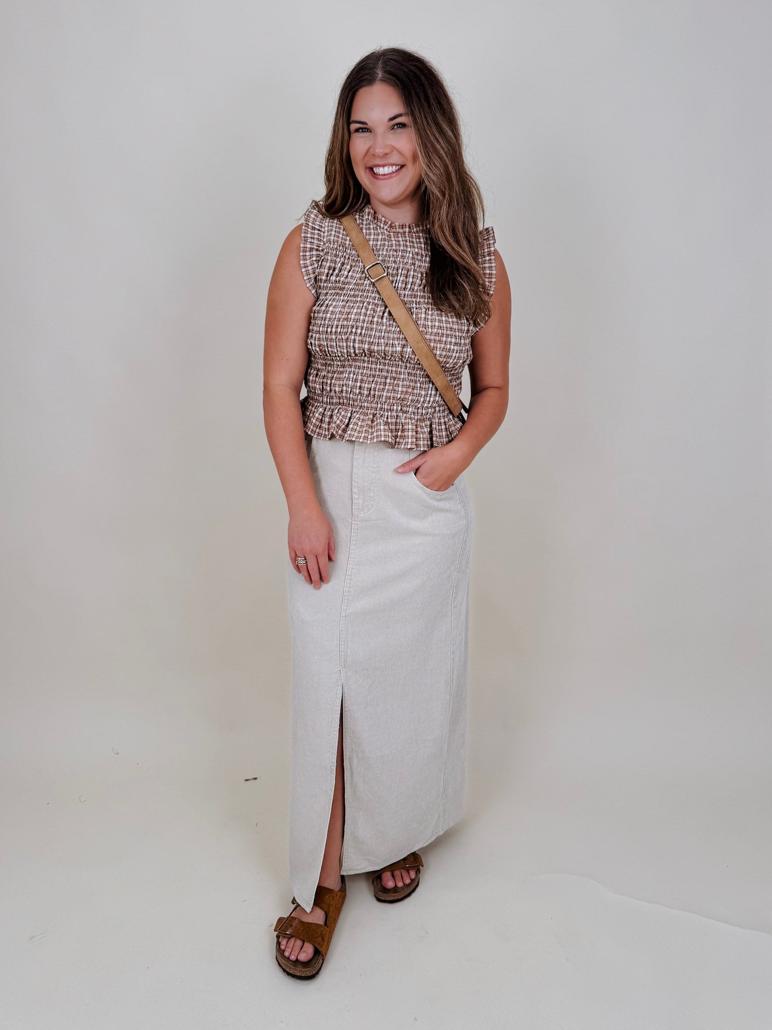 Skylar Corduroy Midi Skirt - PAPER DOLL
