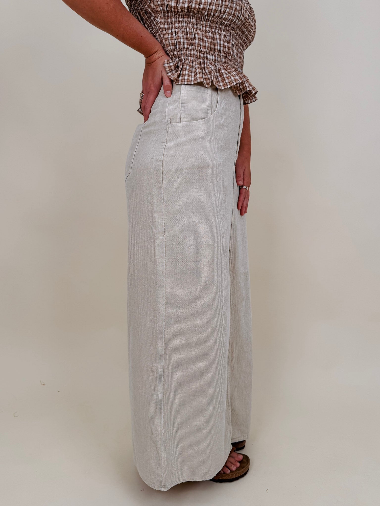 Skylar Corduroy Midi Skirt - PAPER DOLL