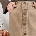 Stacy Button Front Washed Skirt - PAPER DOLL