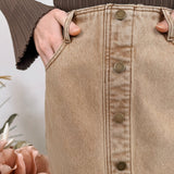 Stacy Button Front Washed Skirt - PAPER DOLL