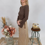 Stacy Button Front Washed Skirt - PAPER DOLL