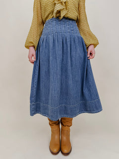 Better Together Denim Midi Skirt - PAPER DOLL