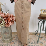 Stacy Button Front Washed Skirt - PAPER DOLL