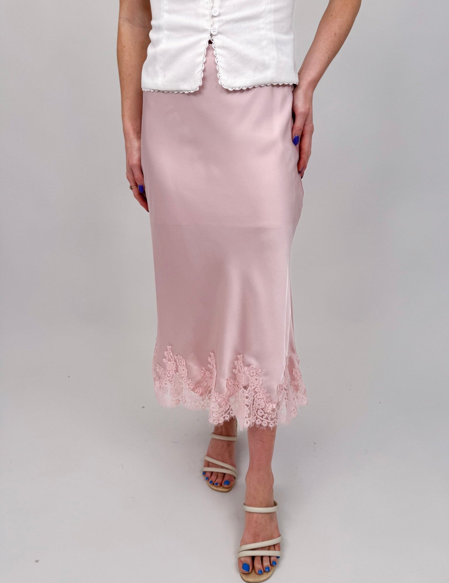 Matilda Lace Trim Midi Skirt - PAPER DOLL