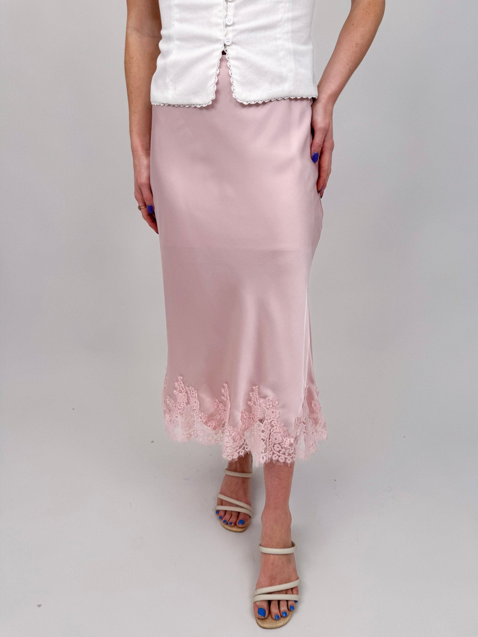 Matilda Lace Trim Midi Skirt - PAPER DOLL