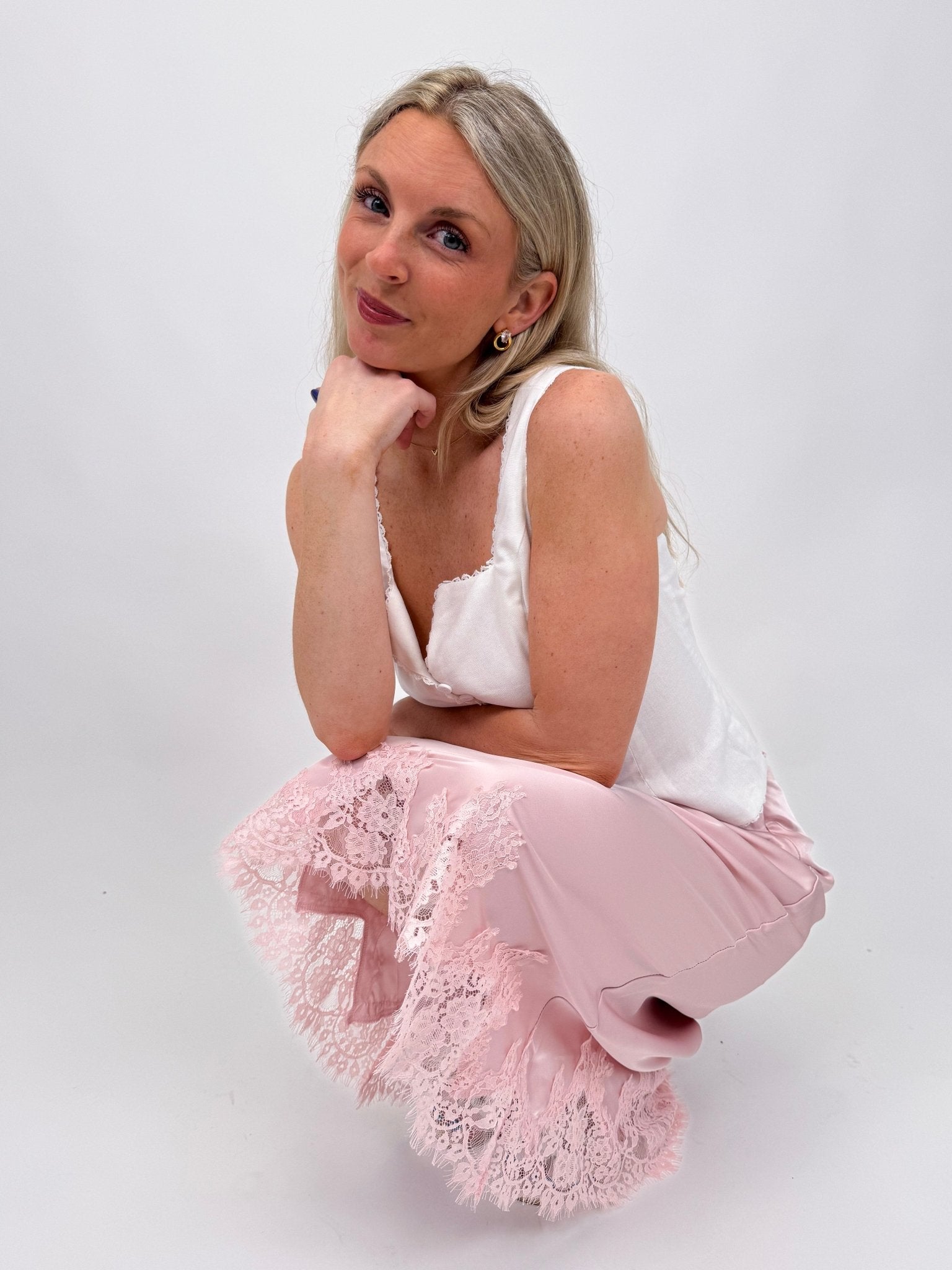 Matilda Lace Trim Midi Skirt - PAPER DOLL