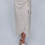 Sylvie Side Tie Wrap Midi Skirt - PAPER DOLL