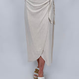 Sylvie Side Tie Wrap Midi Skirt - PAPER DOLL