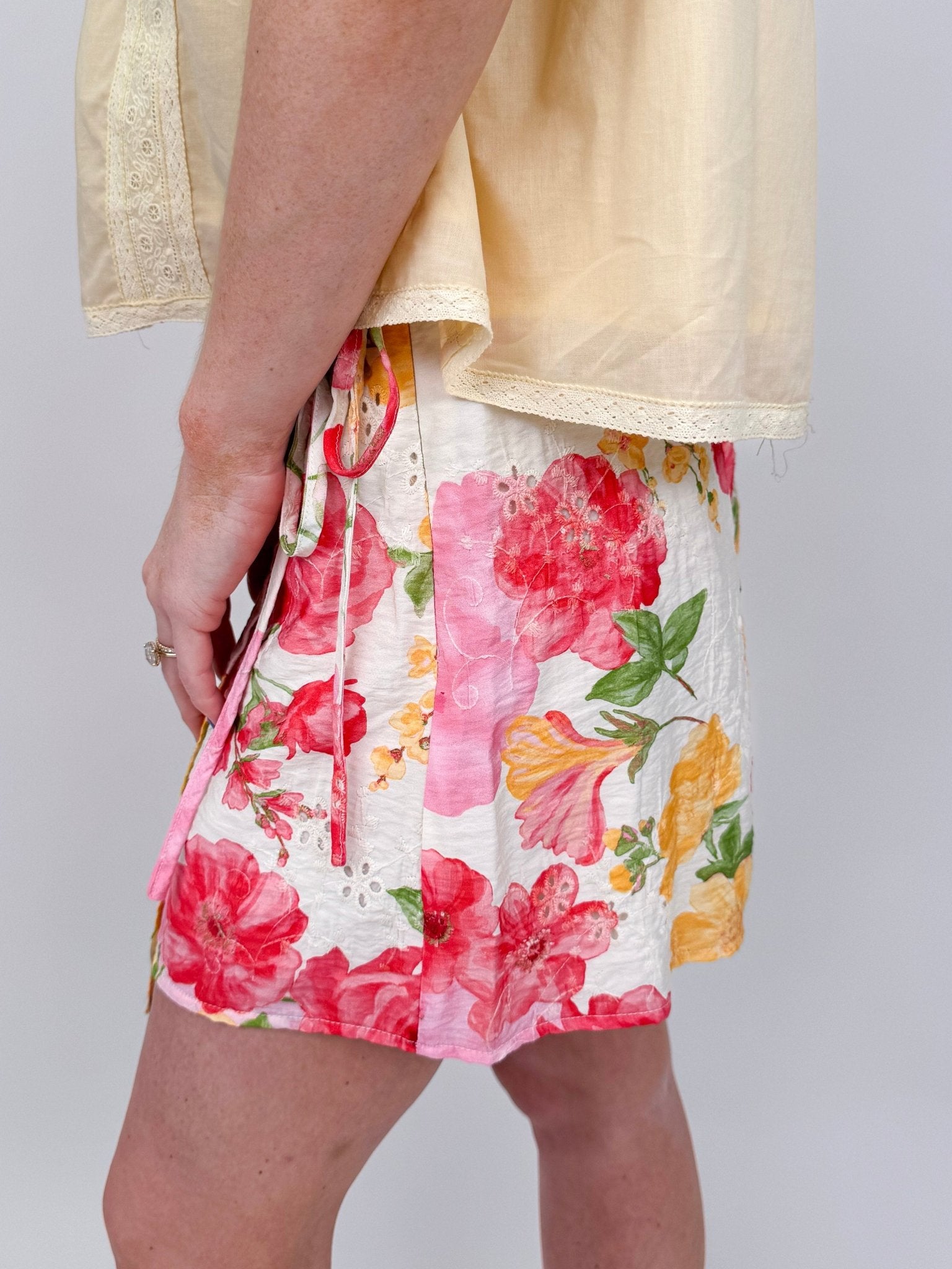 On Vacation Floral Wrap Skort - PAPER DOLL
