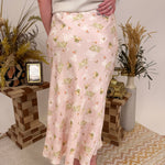 Stacy Floral Satin Midi Skirt - PAPER DOLL