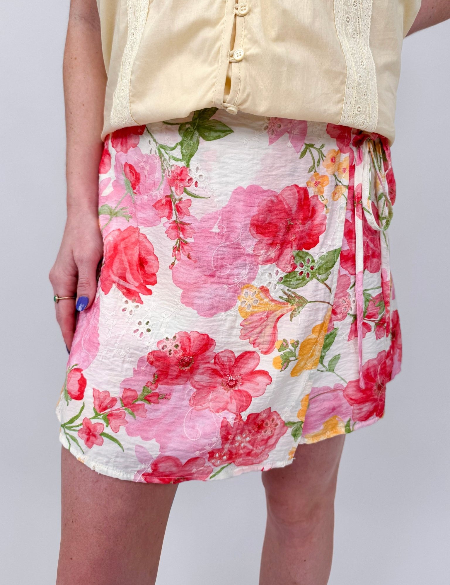 On Vacation Floral Wrap Skort - PAPER DOLL