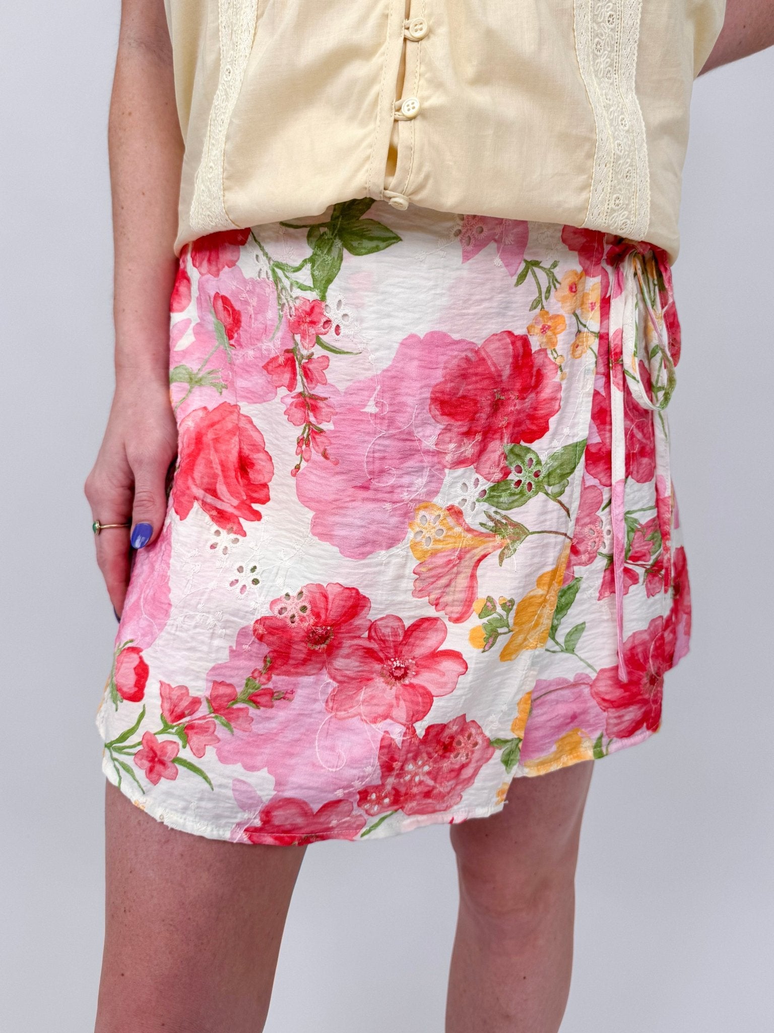 On Vacation Floral Wrap Skort - PAPER DOLL