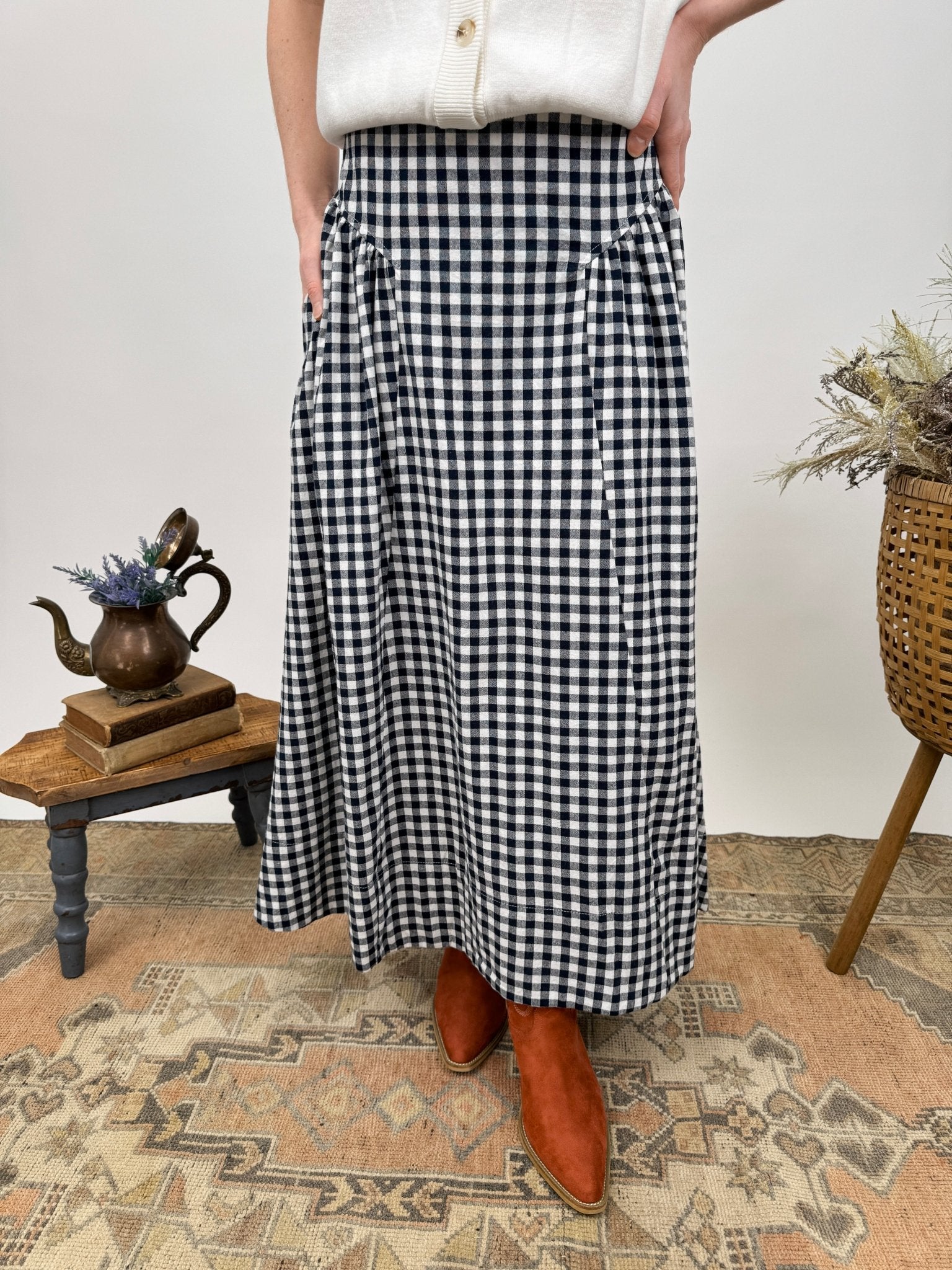 Walk In The Park Gingham Midi Skirt - PAPER DOLL