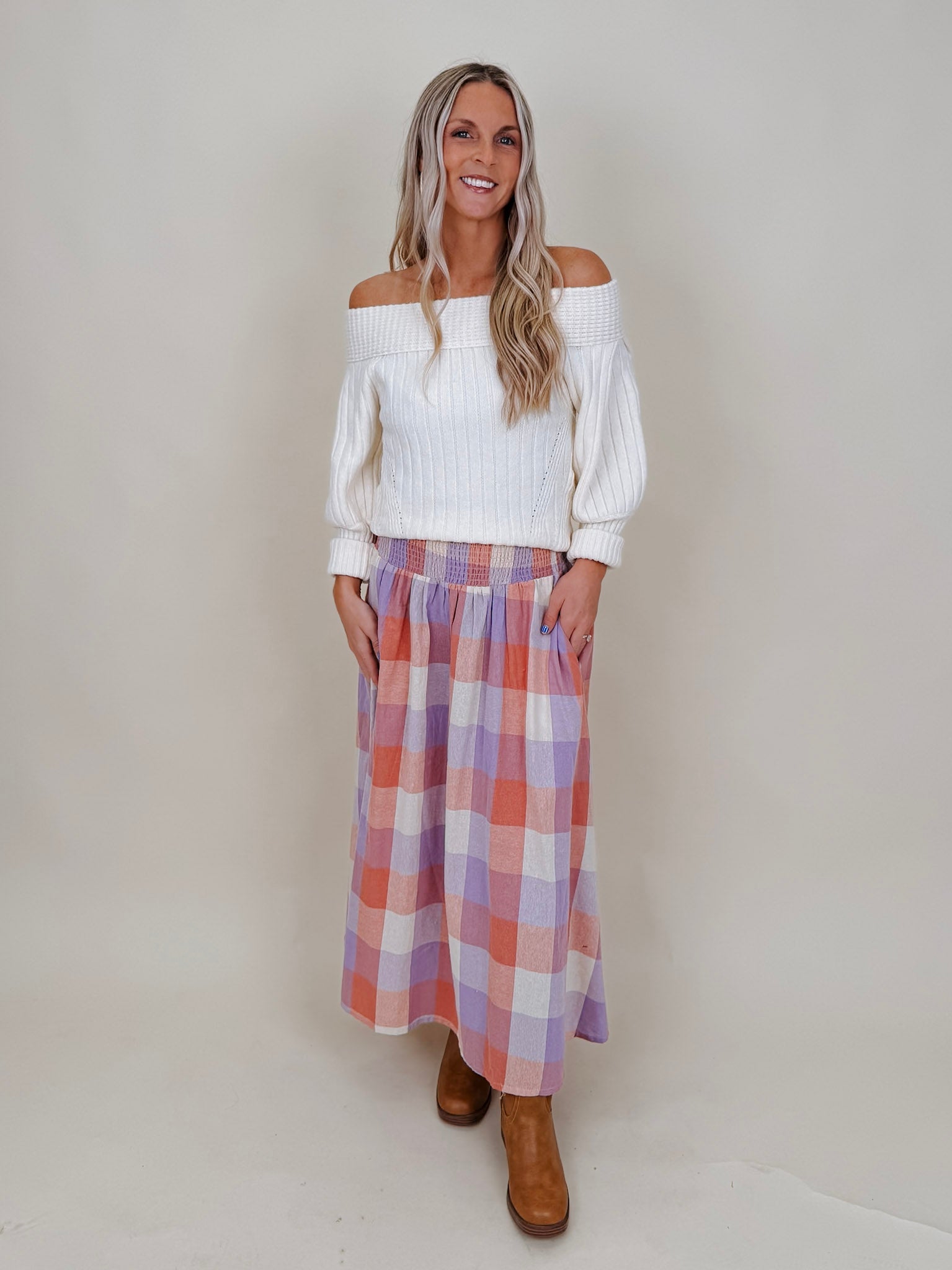Dolly Plaid Midi Skirt - PAPER DOLL