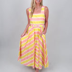 A Sweet Splash Striped Midi Dress - PAPER DOLL