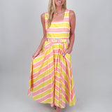 A Sweet Splash Striped Midi Dress - PAPER DOLL