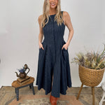 Elizabeth Linen Striped Midi Dress - PAPER DOLL