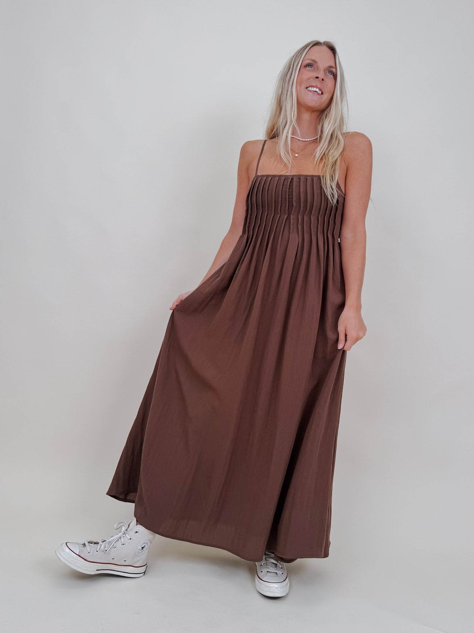Liv Pintuck Midi Dress - PAPER DOLL