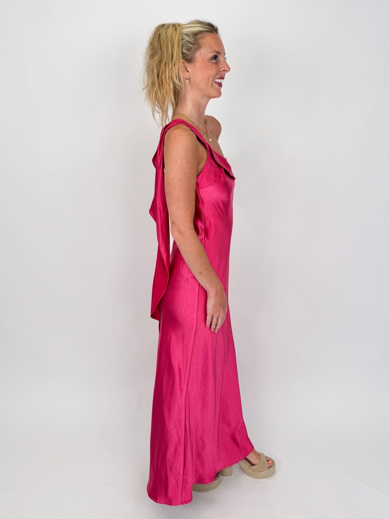 Abby Vibrant Satin Maxi Dress - PAPER DOLL