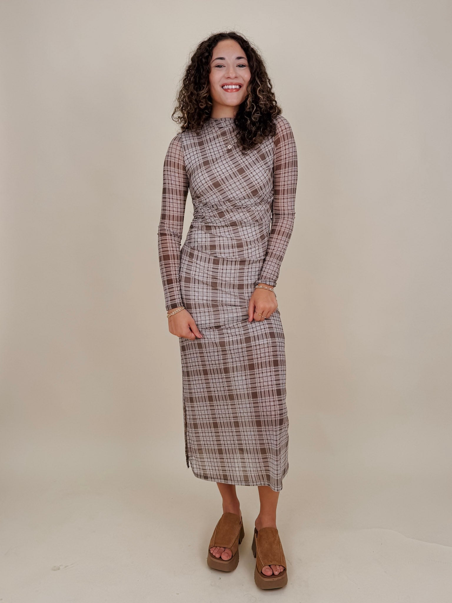Harlow Plaid Mesh Dress - PAPER DOLL