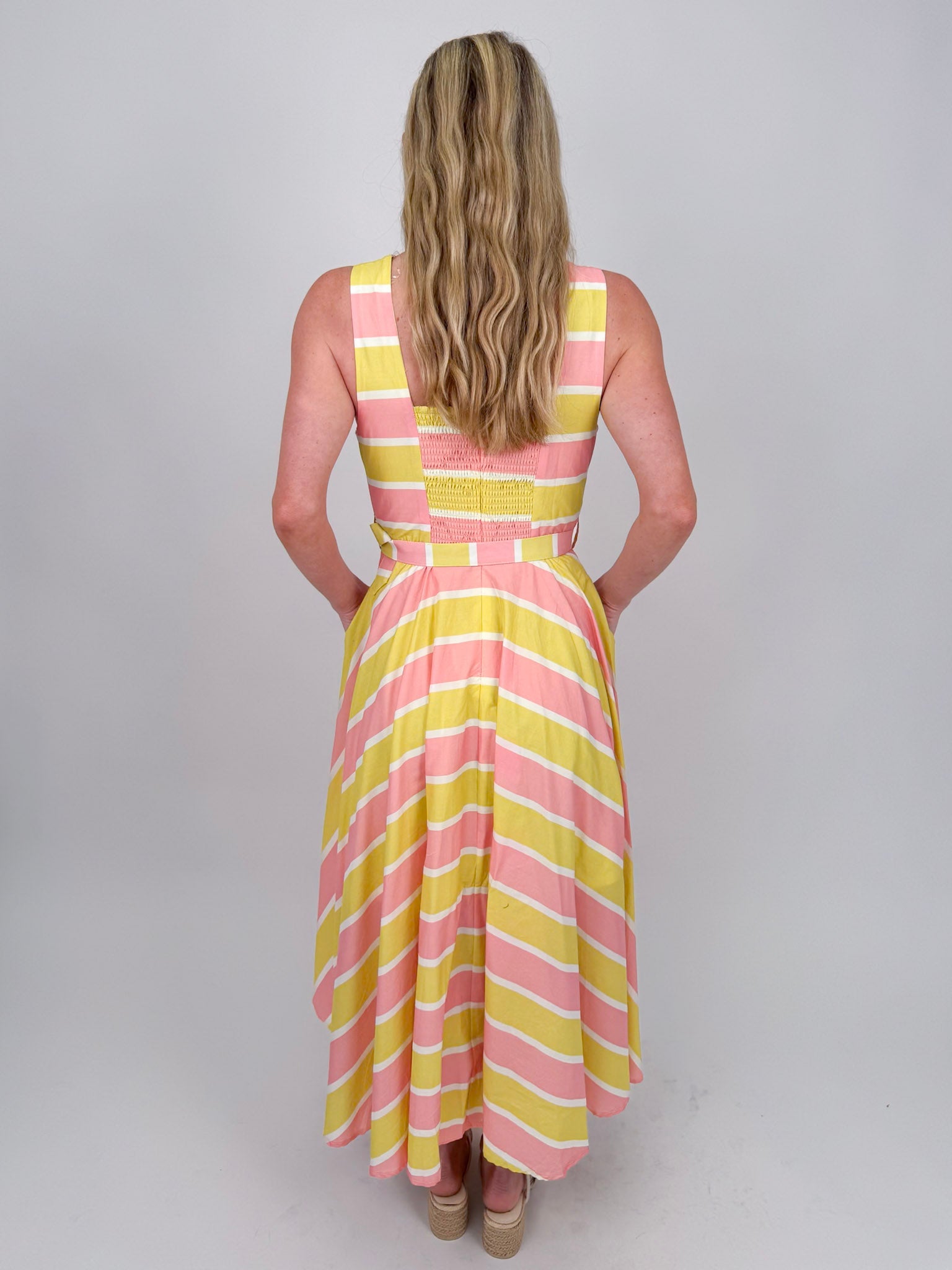 A Sweet Splash Striped Midi Dress - PAPER DOLL
