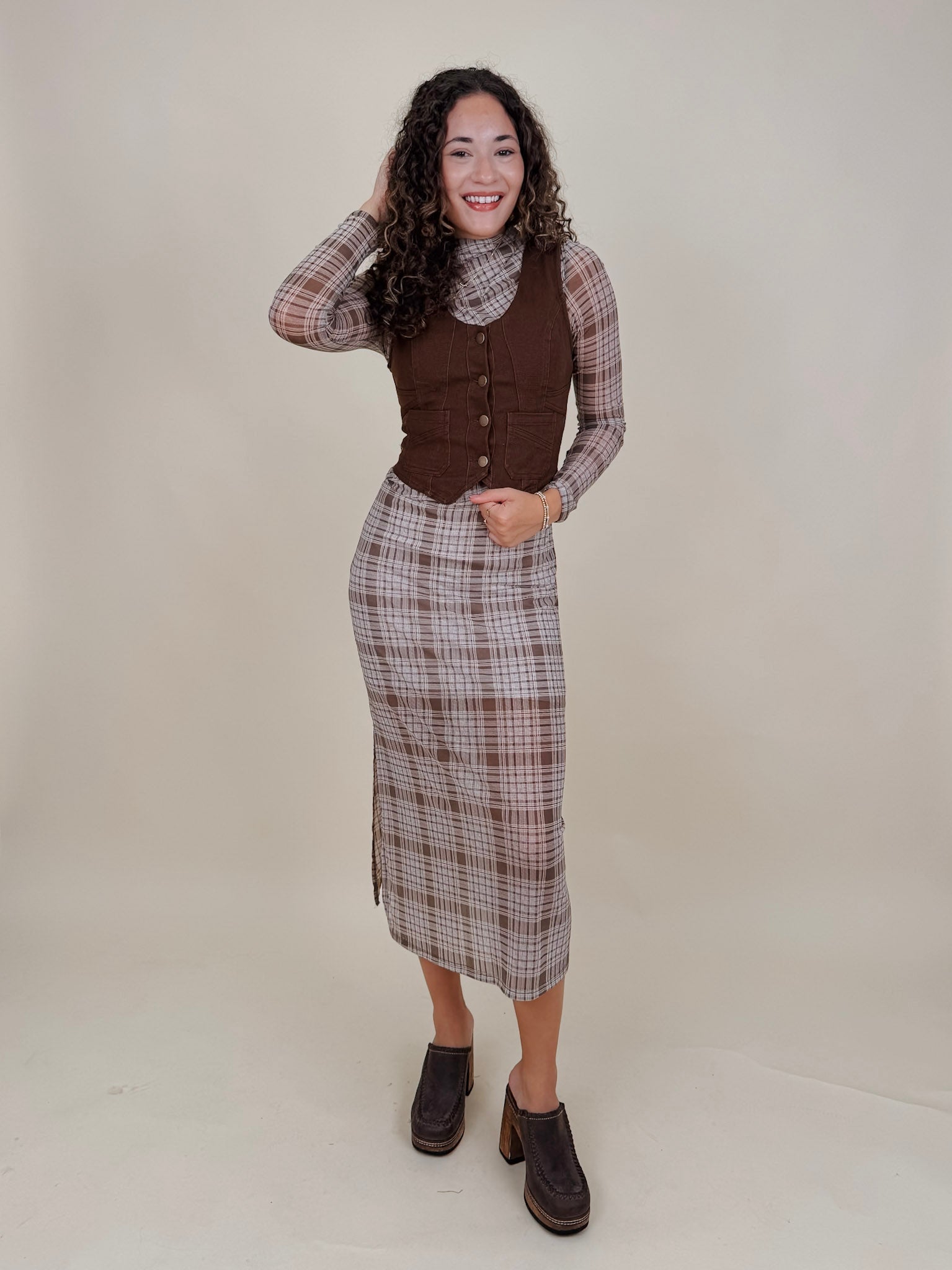Harlow Plaid Mesh Dress - PAPER DOLL