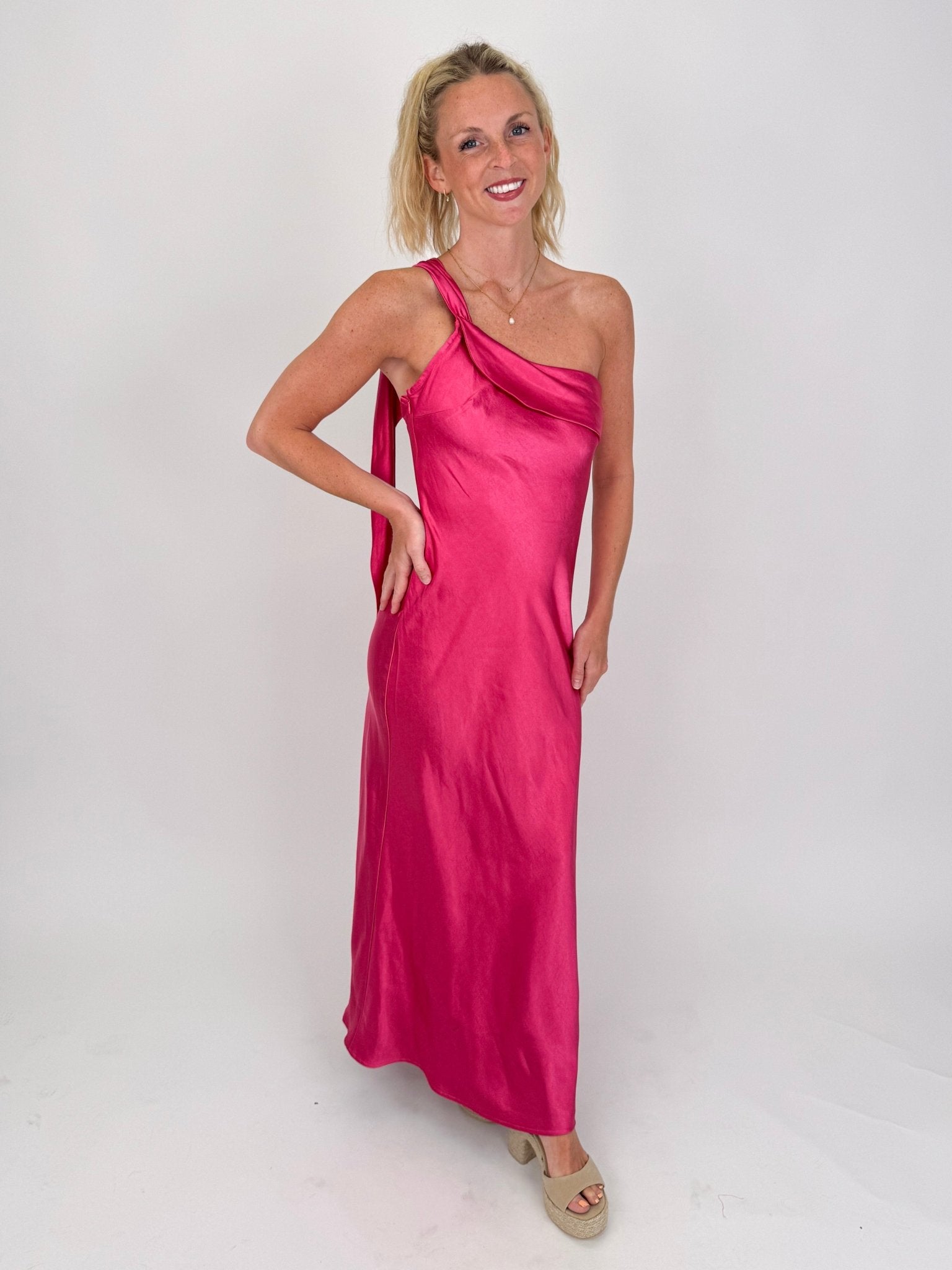 Abby Vibrant Satin Maxi Dress - PAPER DOLL