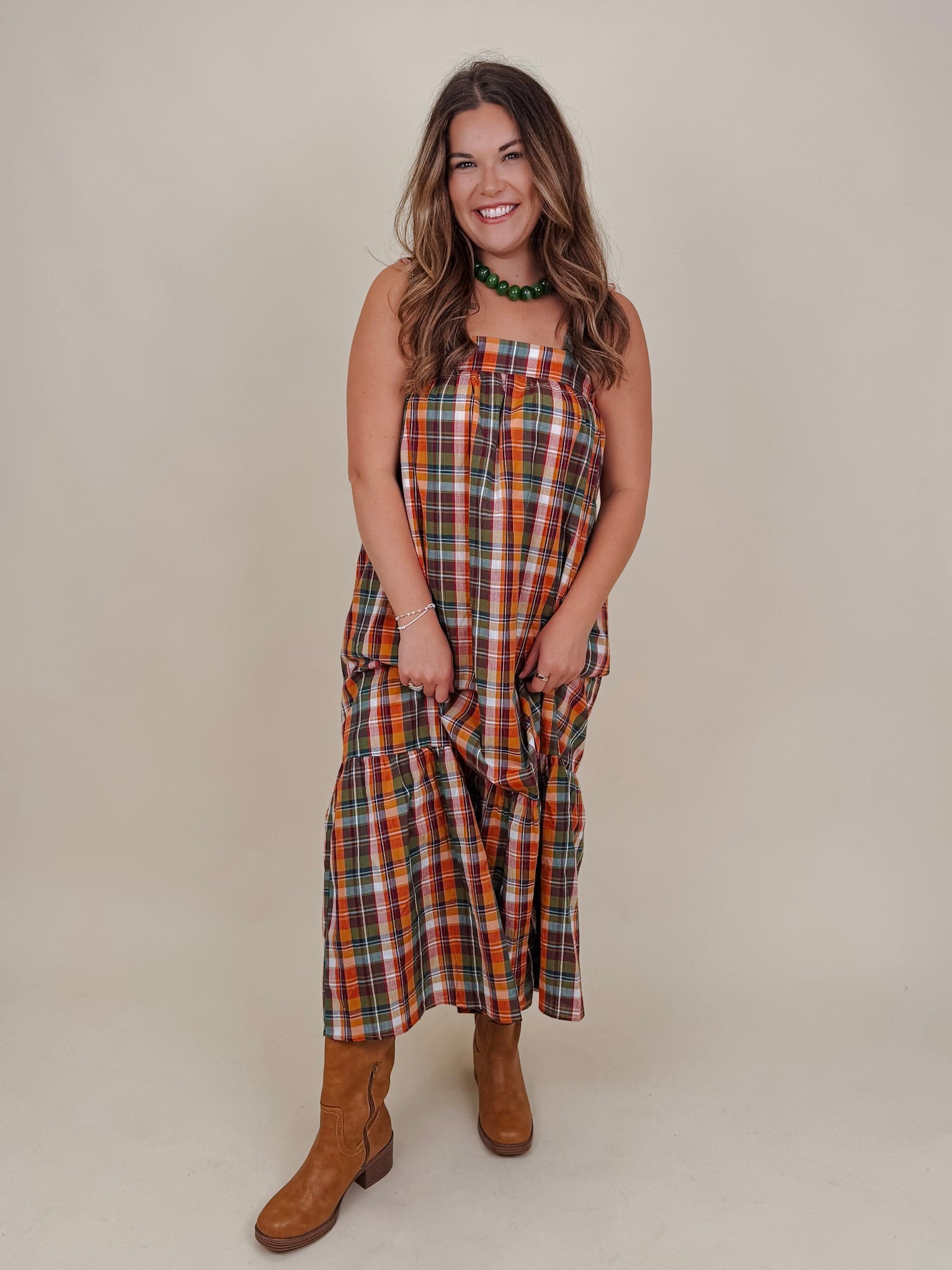 Haley Plaid Midi Dress - PAPER DOLL