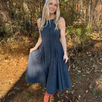 Elizabeth Linen Striped Midi Dress - PAPER DOLL