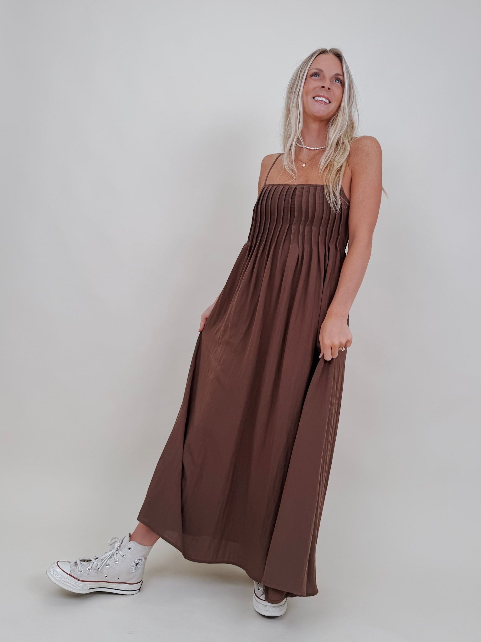 Liv Pintuck Midi Dress - PAPER DOLL