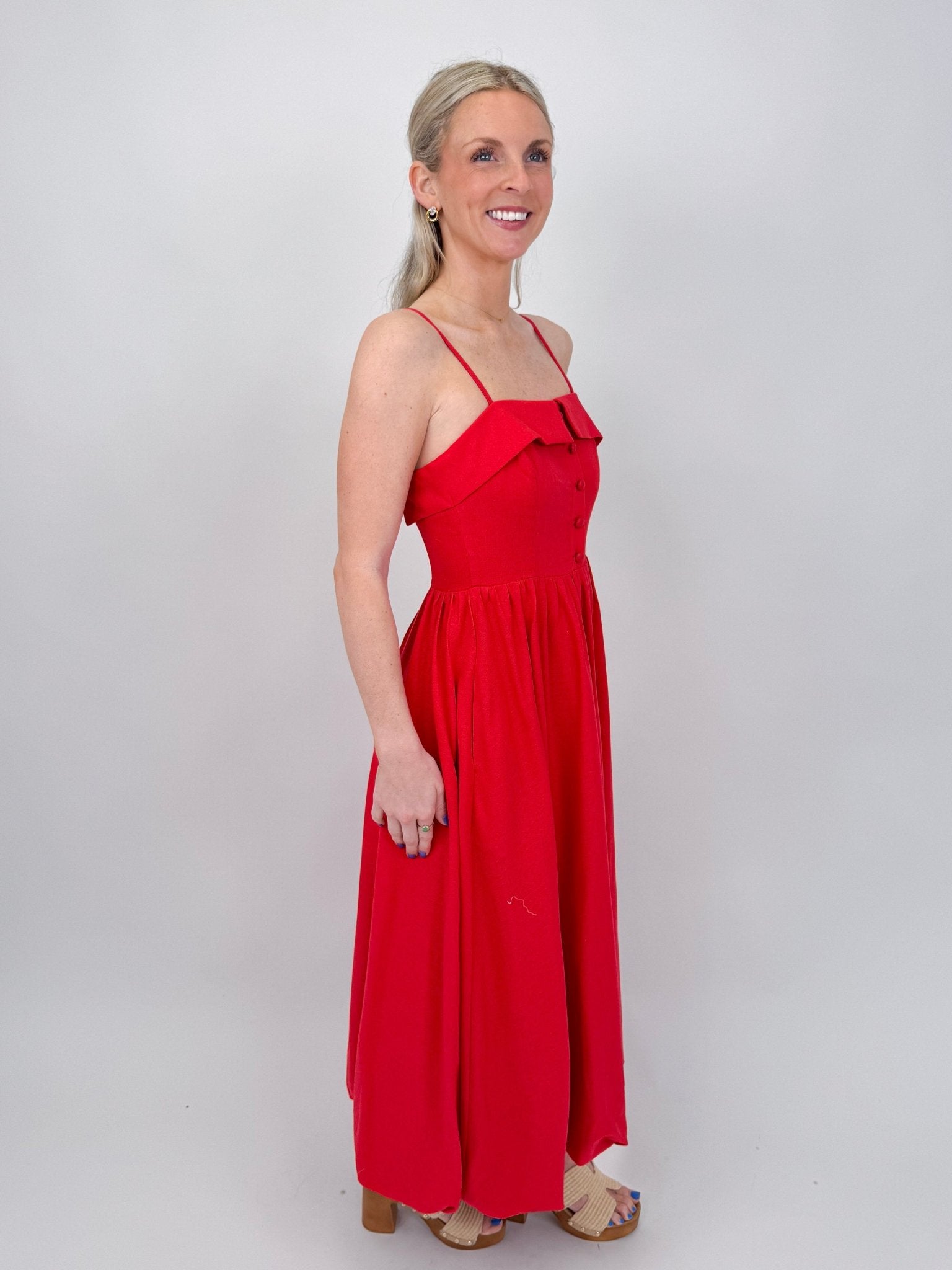 Ursula Bubble Hem Midi Dress - PAPER DOLL
