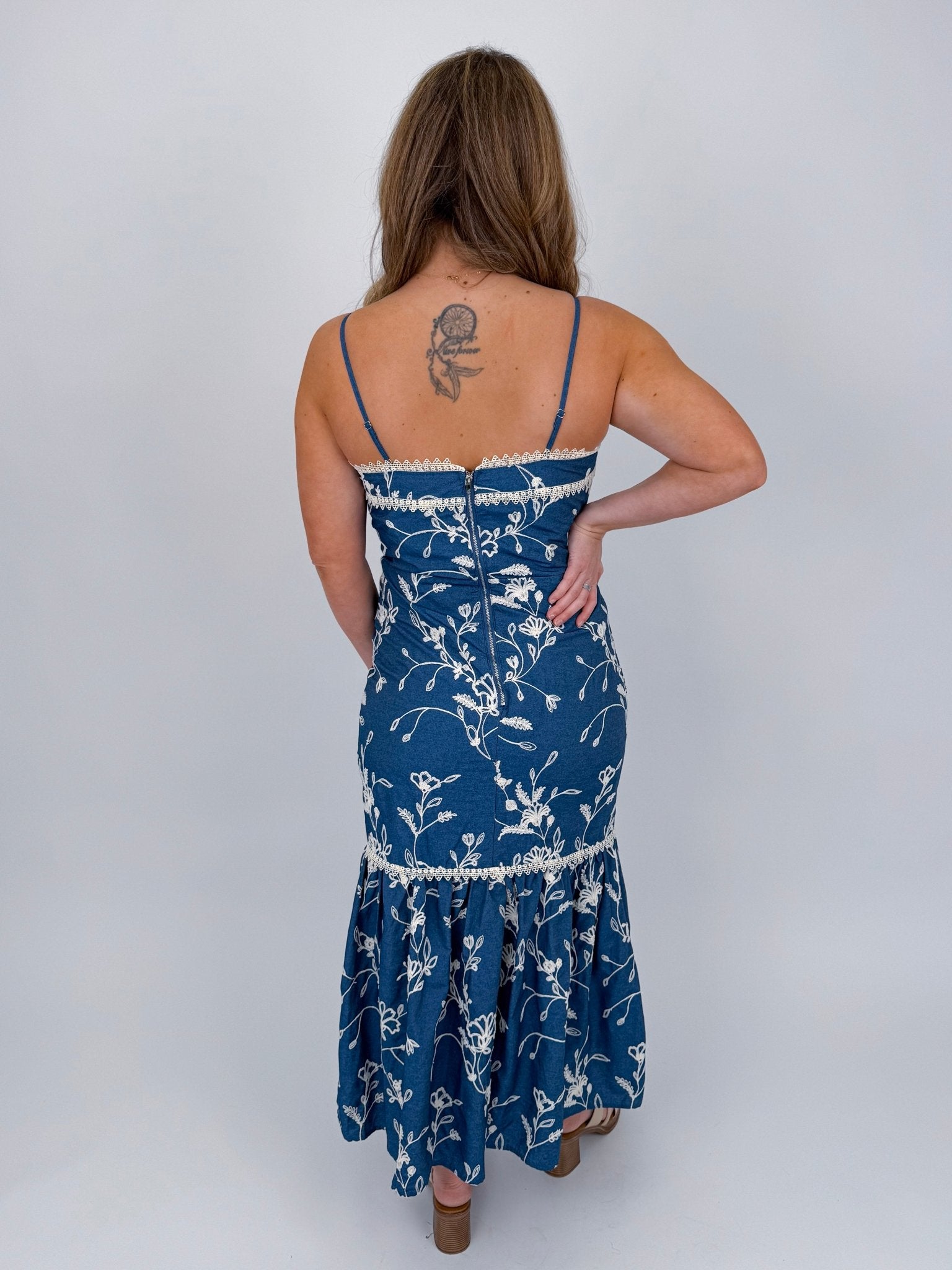 Summer Embroidery Detail Midi Dress - PAPER DOLL