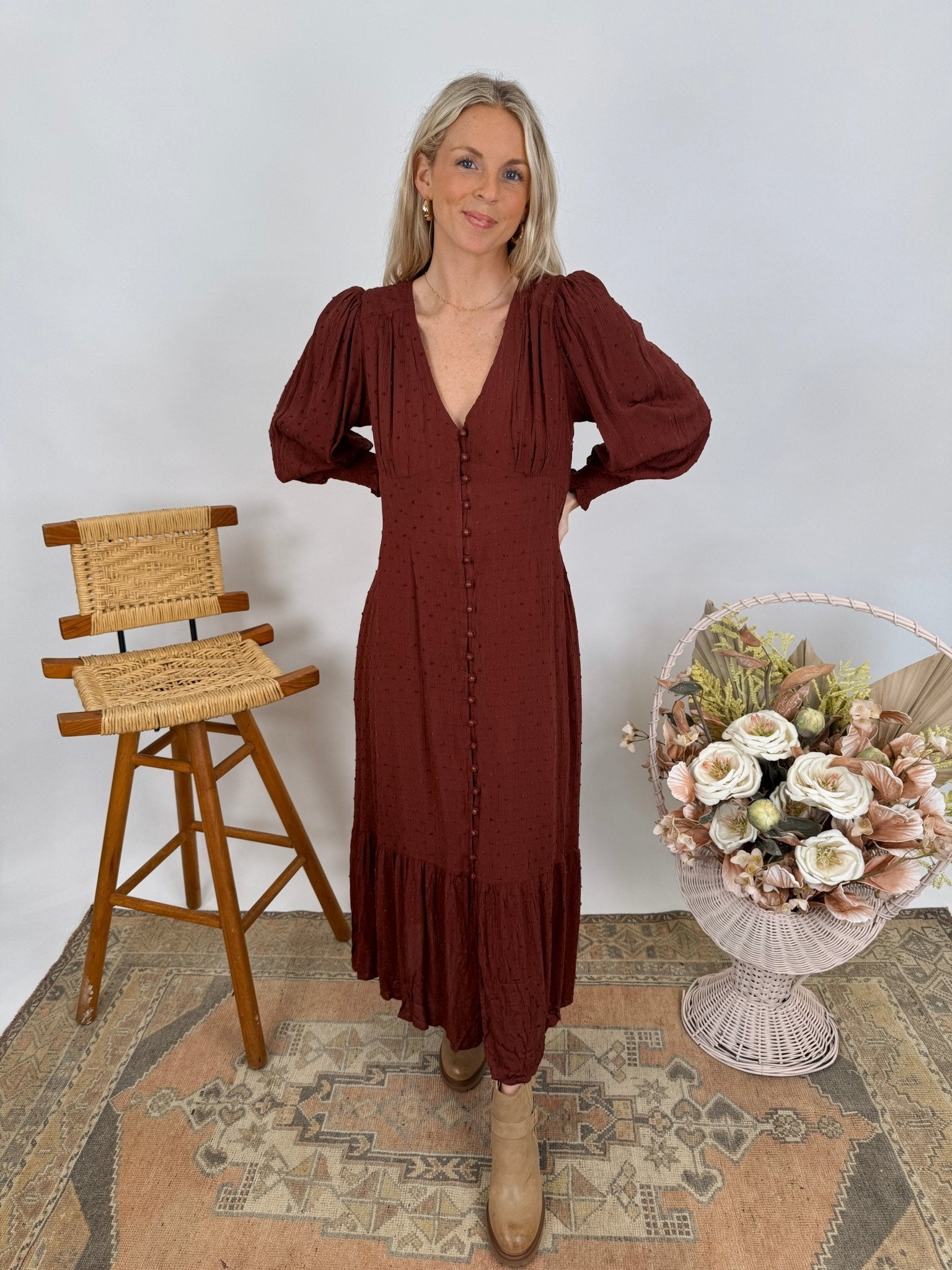 Jasmine Swiss Dot Maxi Dress - PAPER DOLL