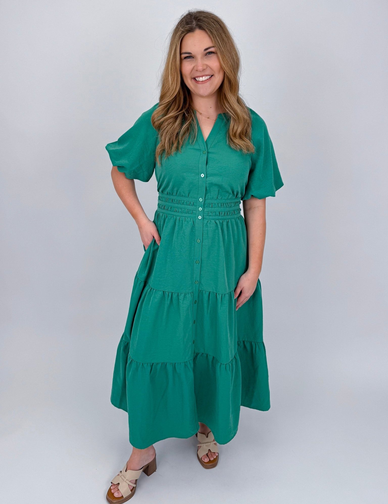 Time Will Tell Tiered Midi Dress - PAPER DOLL