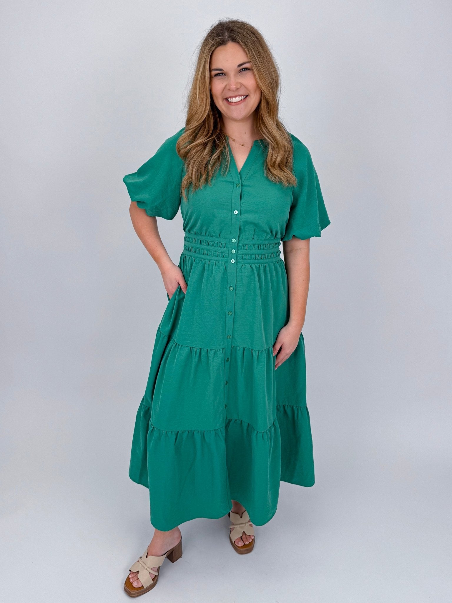 Time Will Tell Tiered Midi Dress - PAPER DOLL